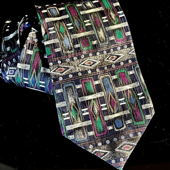 Missoni African Tribal Painting Art Basquiat Black Brown Mens Tie Silk Neckware - Picture 5 of 8